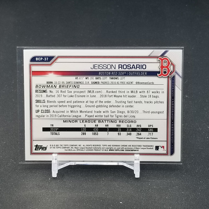 2021 TOPPS BOWMAN CHROME - GOLD - J. ROSARIO - #BCP-37 - #'D/50