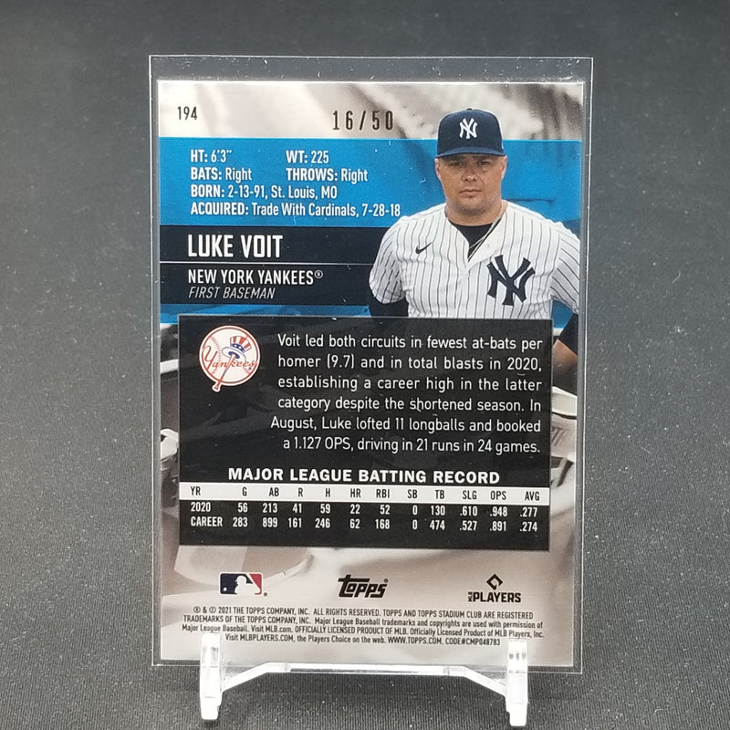 2021 TOPPS STADIUM CLUB CHROME - GOLD REFRACTOR - L. VOIT - #194 - #'D/50