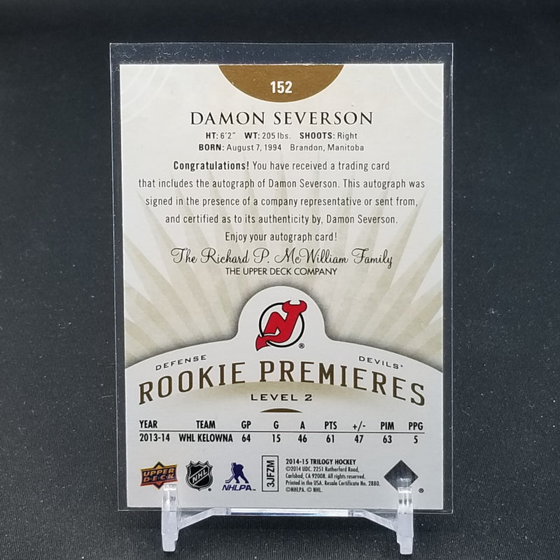 2014 UPPER DECK TRILOGY - ROOKIE PREMIERES - D. SEVERSON - #152 - #'D/399 - AUTOGRAPH - RC