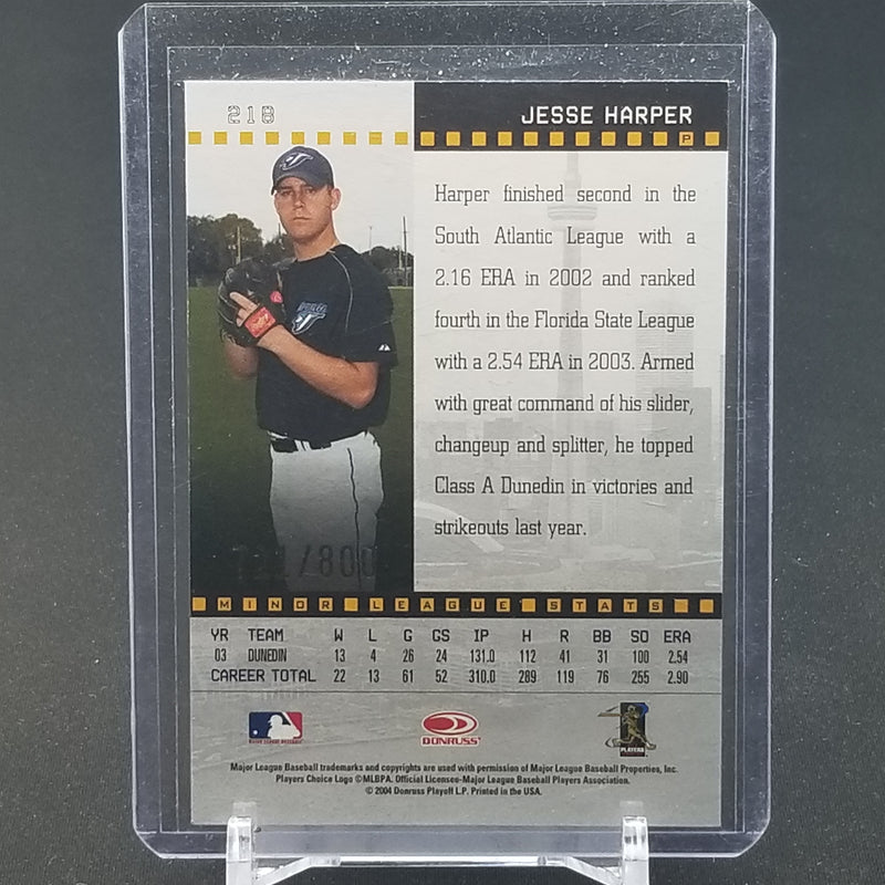 2004 DONRUSS PLAYOFF - STUDIO - J. HARPER - #218 - #'D/800 - AUTOGRAPH - RC