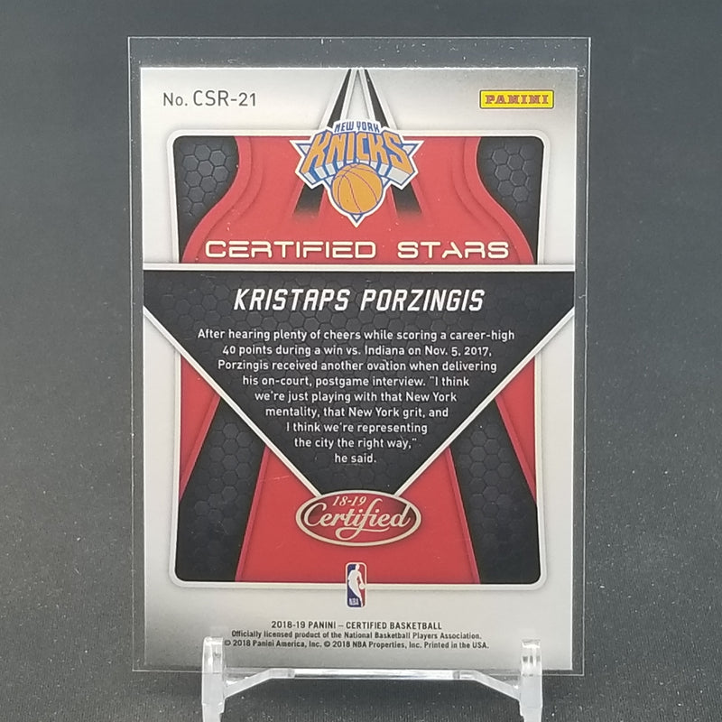 2018 PANINI CERTIFIED - CERTIFIED STARS - K. PORZINGIS -