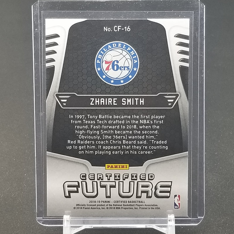2018 PANINI CERTIFIED - CERTIFIED FUTURE - Z. SMITH -