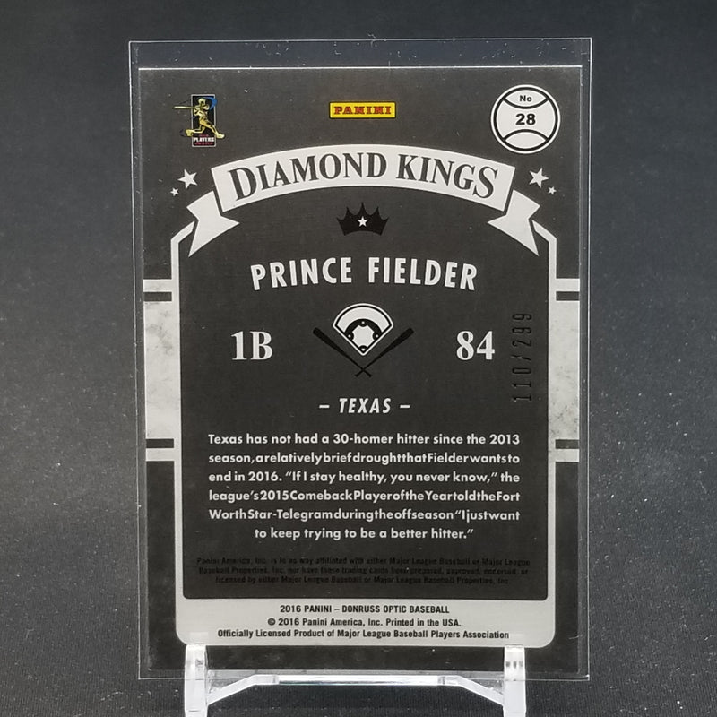 2016 PANINI DONRUSS OPTIC - DIAMOND KINGS - AQUA REFRACTOR - P. FIELDER - #28 - #'D/299
