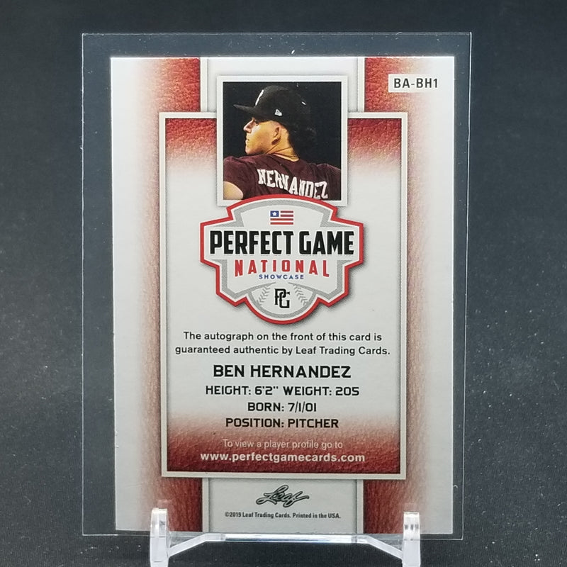 2019 LEAF - PERFECT GAME NATIONAL - B. HERNANDEZ - #BA-BH1 - #'D/50 - AUTOGRAPH