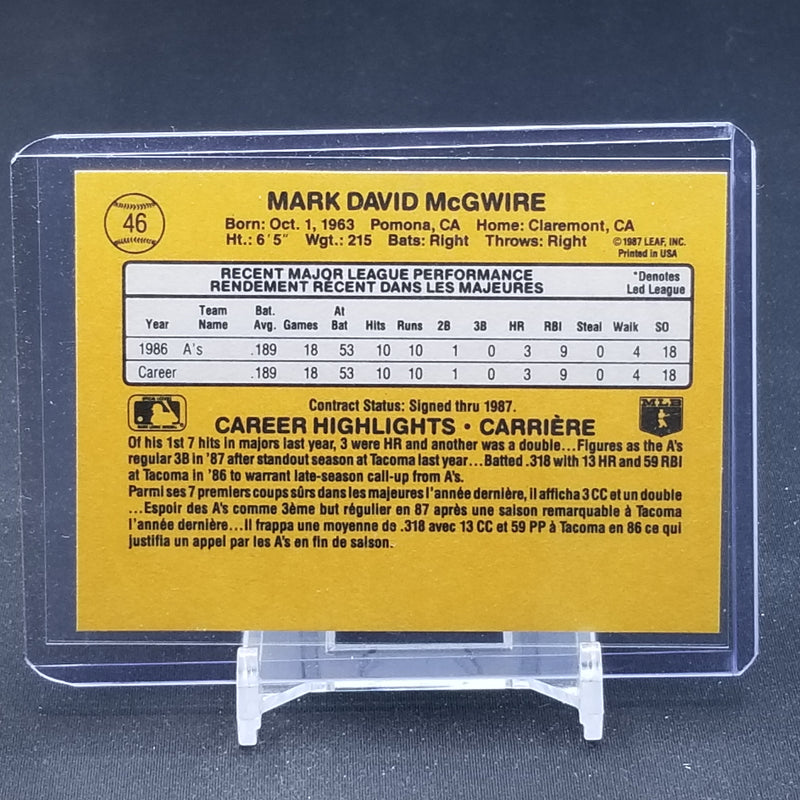 1987 LEAF - RATED ROOKIE - M. MCGWIRE -
