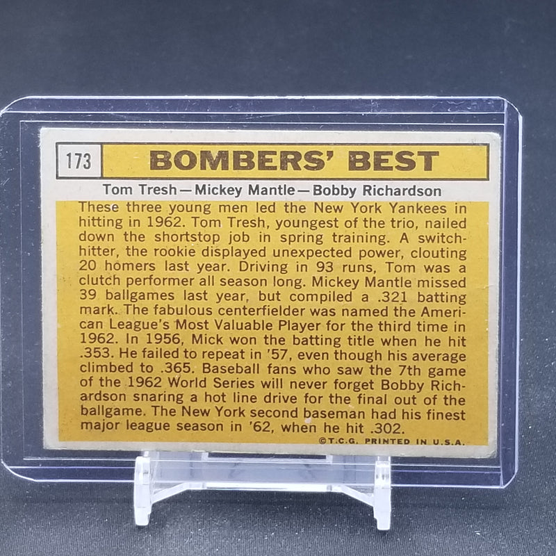 1963 TOPPS BOMBERS BEST - T. TRESH/ M. MANTLE/ B. RICHARDSON -