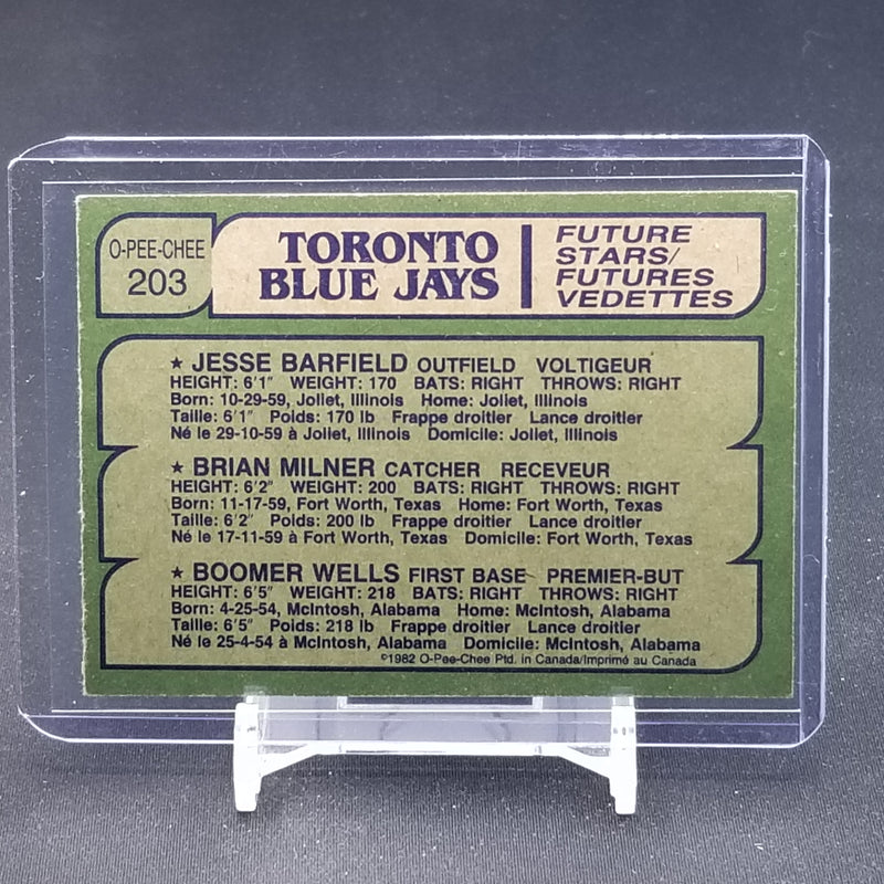 1982 O-PEE-CHEE - FUTURE STARS - J. BARFIELD/ B. MILNER/ B. WELLS -