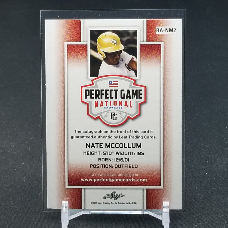 2019 LEAF - PERFECT GAME NATIONAL - BLACK - N. MCCOLLUM - #BA-NM2 - #'D/50 - AUTOGRAPH