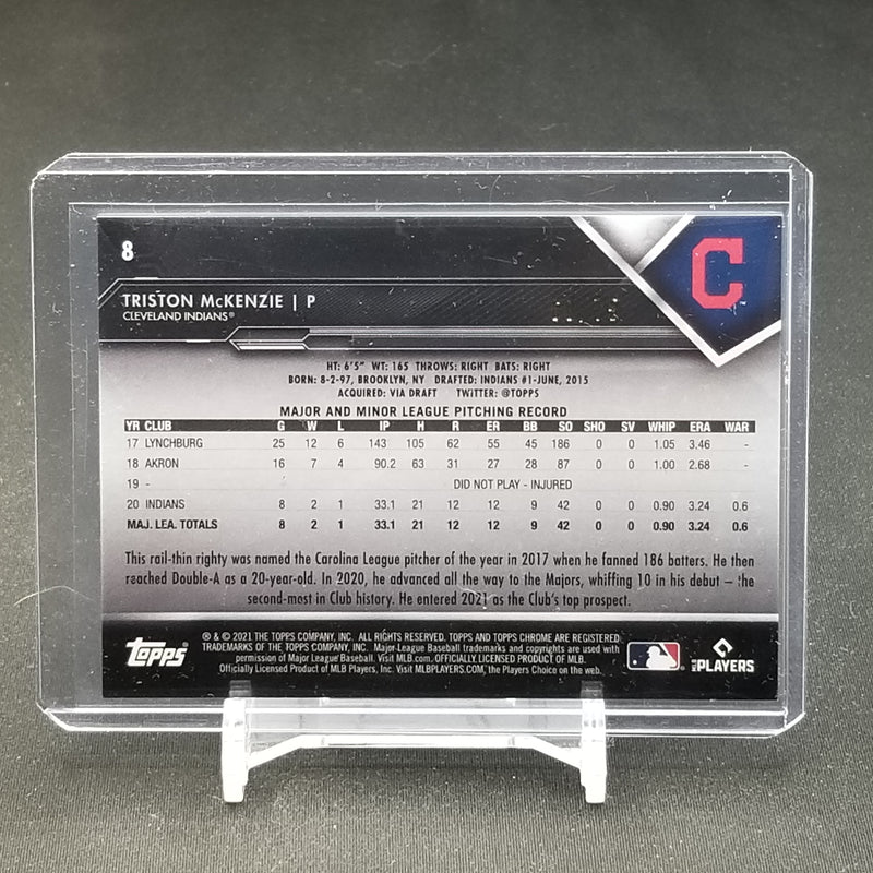 2021 TOPPS CHROME BLACK - BLUE REFRACTOR - T. McKENZIE - #8 - #'D/75 - RC