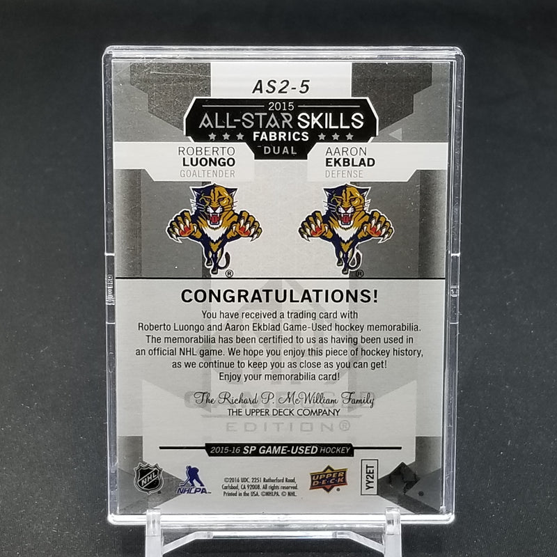 2015 UPPER DECK SP GAME-USED - ALL-STAR SKILLS FABRICS - R. LUONGO / A. EKBLAD -