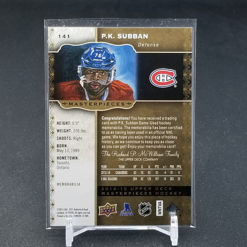 2014 UPPER DECK MASTERPIECES - P. SUBBAN -