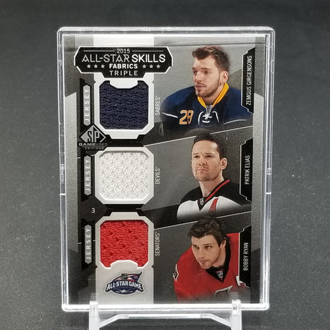 2015 UPPER DECK SP GAME-USED - ALL-STAR SKILLS FABRICS - B. RYAN / P. ELIAS / Z. GIRGENSONS - #AS3-7 - TRIPLE RELIC