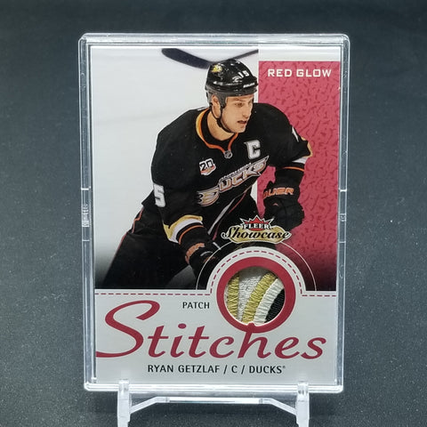 2013 FLEER SHOWCASE - RED GLOW - STITCHES - R. GETZLAF - #S-RG - #'D/13 - RELIC