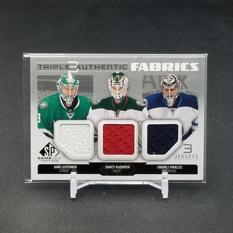 2014 UPPER DECK SP GAME-USED - TRIPLE AUTHENTIC FABRICS - K. LEHTONEN / D. JUEMPER / O. PAVELIC - #AF3-NET - TRIPLE RELIC