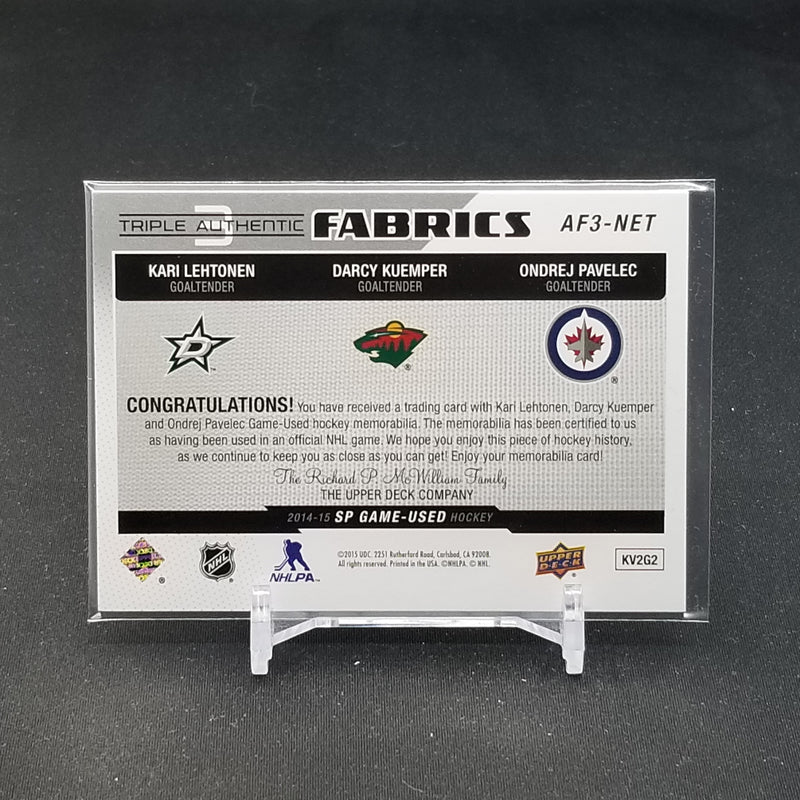 2014 UPPER DECK SP GAME-USED - TRIPLE AUTHENTIC FABRICS - K. LEHTONEN / D. JUEMPER / O. PAVELIC -