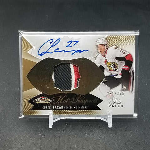 2014 FLEER SHOWCASE - HOT PROSPECTS - C. LAZAR - #195 - #'D/375 - RELIC - AUTOGRAPH - RC