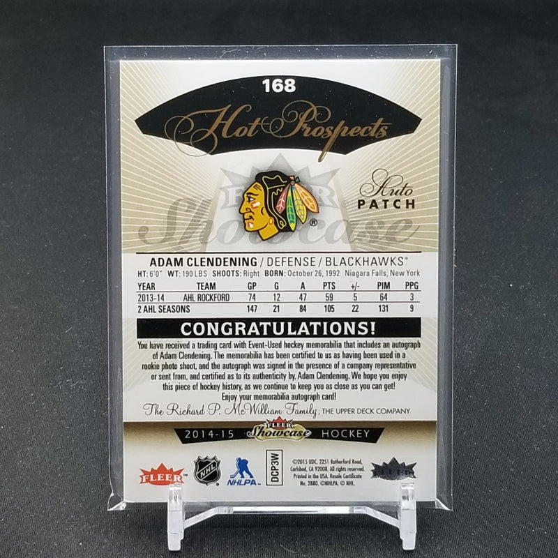 2014 FLEER SHOWCASE - HOT PROSPECTS - A. CLENDENING - #168 - #'D/375 - RELIC - AUTOGRAPH - RC