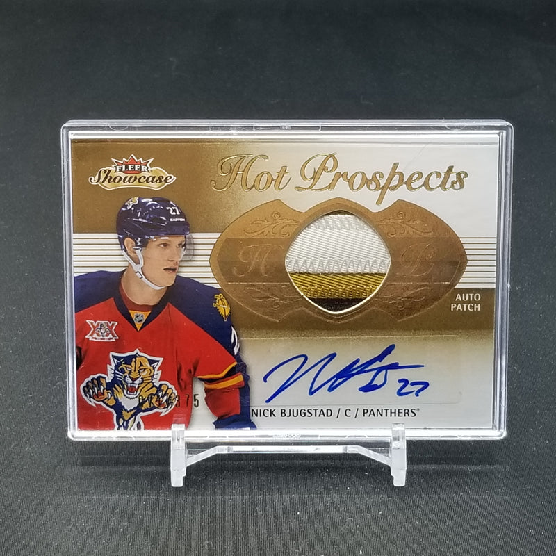 2013 FLEER SHOWCASE - HOT PROSPECTS - N. BJUGSTAD - #198 - #'D/375 - RELIC - AUTOGRAPH - RC