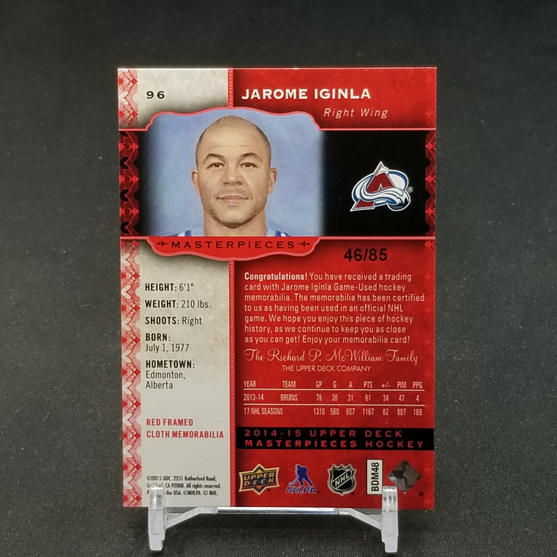 2014 UPPER DECK MASTERPIECES - J. IGINLA - #96 - #'D/85 - RELIC