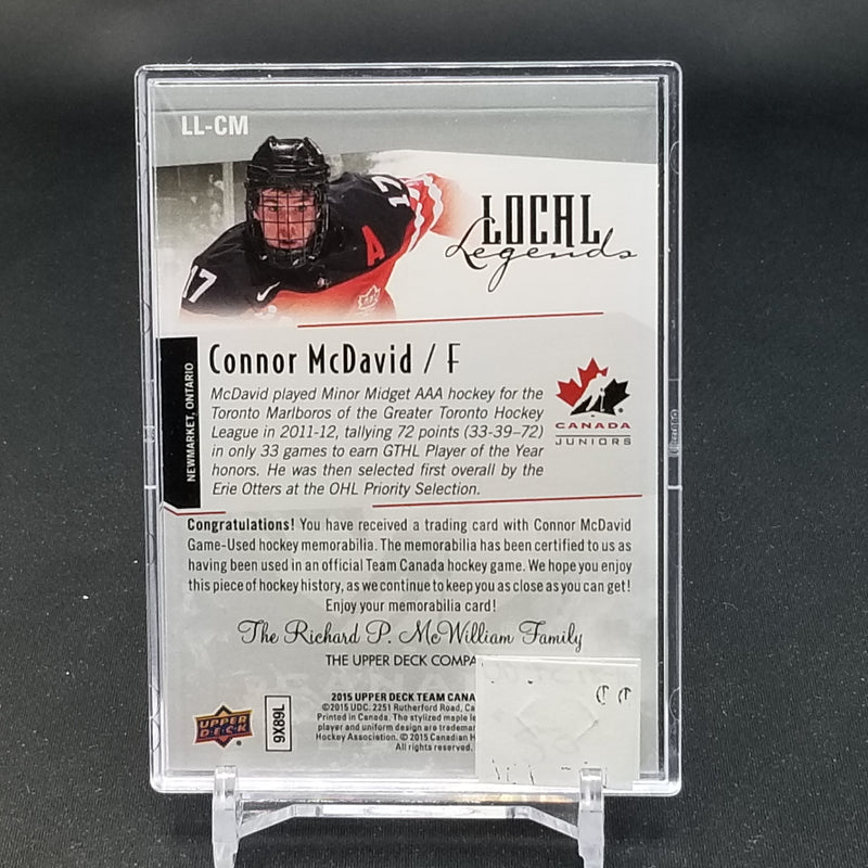 2015 UPPER DECK TEAM CANADA JUNIORS - LOCAL LEGEND - C. McDAVID -