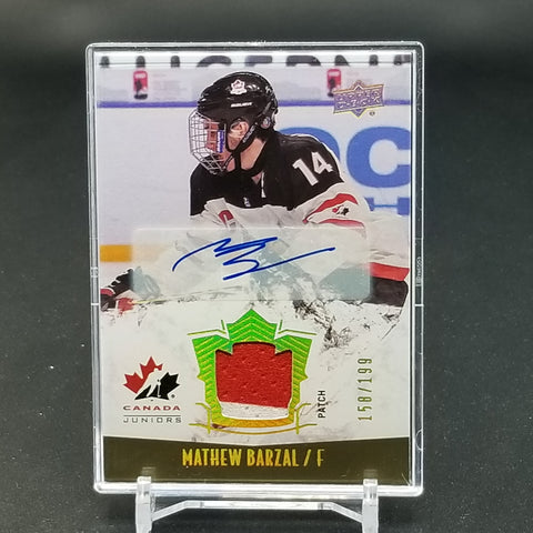 2015 UPPER DECK TEAM CANADA JUNIORS - M. BARZAL - #122 - #'D/199 - RELIC - AUTOGRAPH