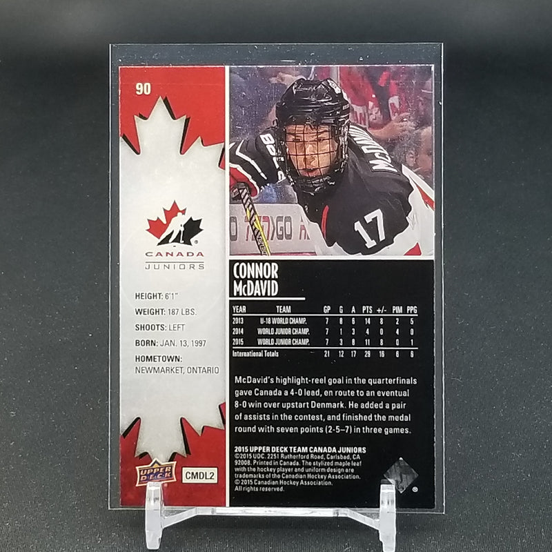 2015 UPPER DECK TEAM CANADA JUNIORS - EXCLUSIVES - C. McDAVID - #90 - #'D/199