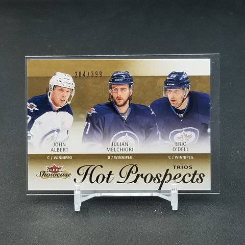 2013 FLEER SHOWCASE - FLEER SHOWCASE - HOT PROSPECTS TRIOS - J. ALBERT / J. MELCHIORI / E. O'DELL - #115 - #'D/399