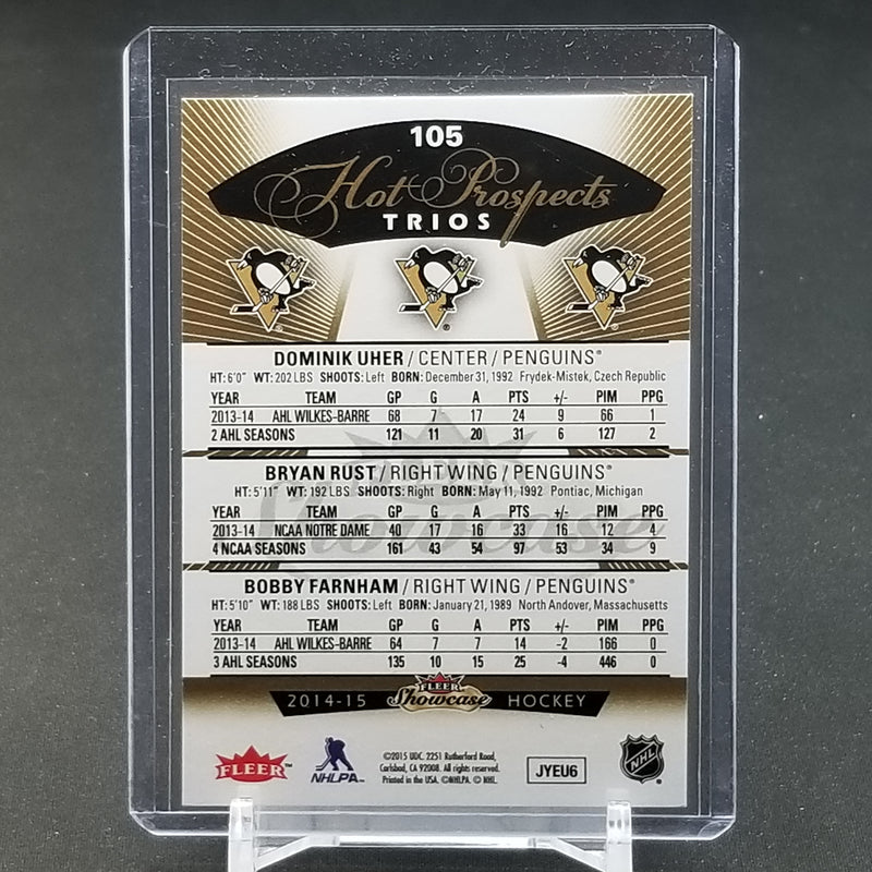2014 FLEER SHOWCASE - HOT PROSPECTS TRIOS - D. UHER / B. RUST / B. FARNHAM - #105 - #'D/399