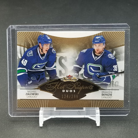 2014 FLEER SHOWCASE - HOT PROSPECTS DUOS - M. ZALEWSKI / B. DEFAZIO - #124 - #'D/299