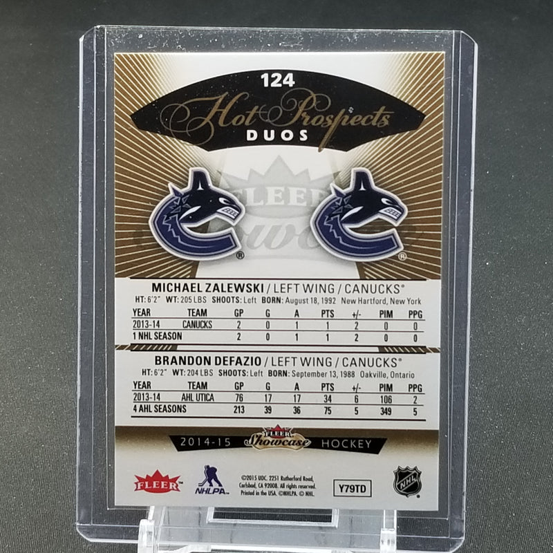 2014 FLEER SHOWCASE - HOT PROSPECTS DUOS - M. ZALEWSKI / B. DEFAZIO - #124 - #'D/299