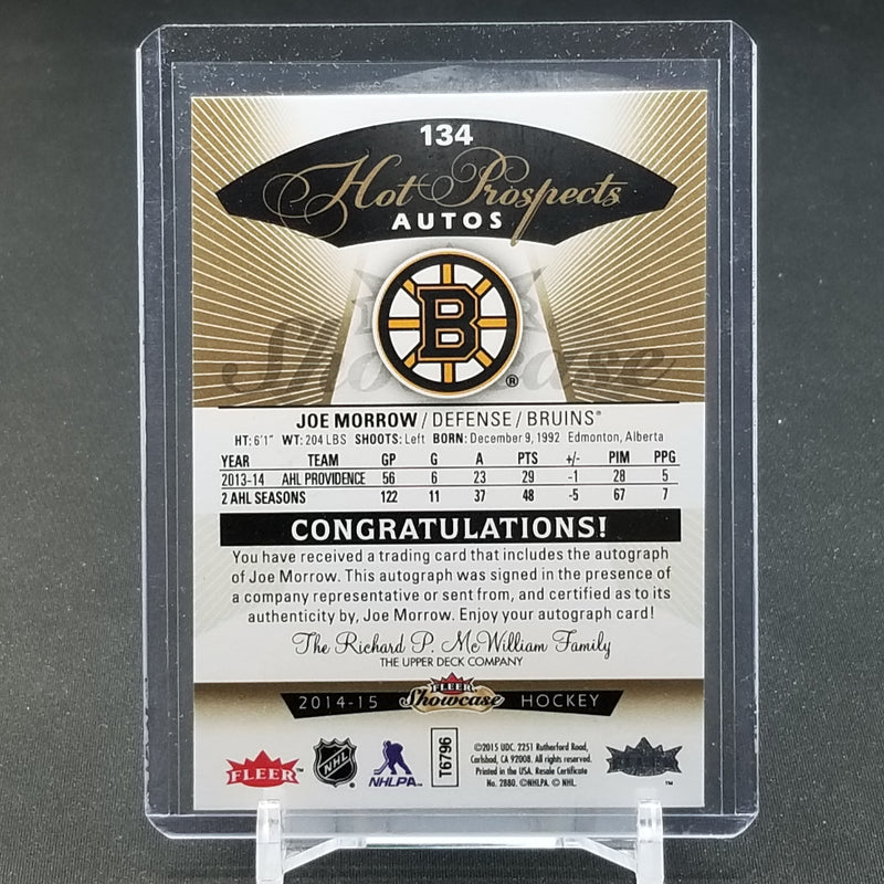 2014 FLEER SHOWCASE - HOT PROSPECTS AUTOS - J. MORROW - #134 - #'D/149 - AUTOGRAPH
