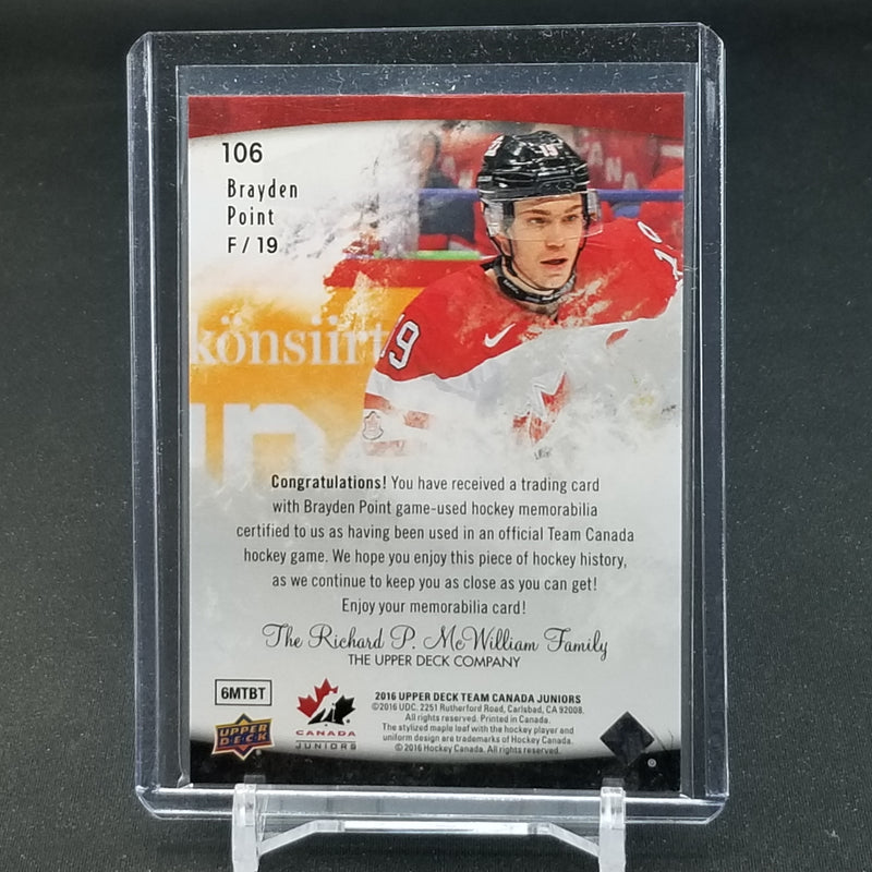 2016 UPPER DECK TEAM CANADA JUNIORS - B. POINT -