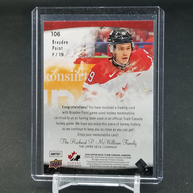 2016 UPPER DECK TEAM CANADA JUNIORS - B. POINT - #106 - #'D/19 - RELIC