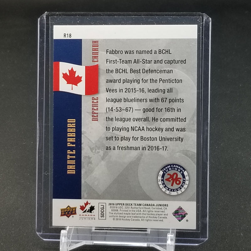 2016 UPPER DECK TEAM CANADA JUNIORS - RETRO - D. FABBRO -
