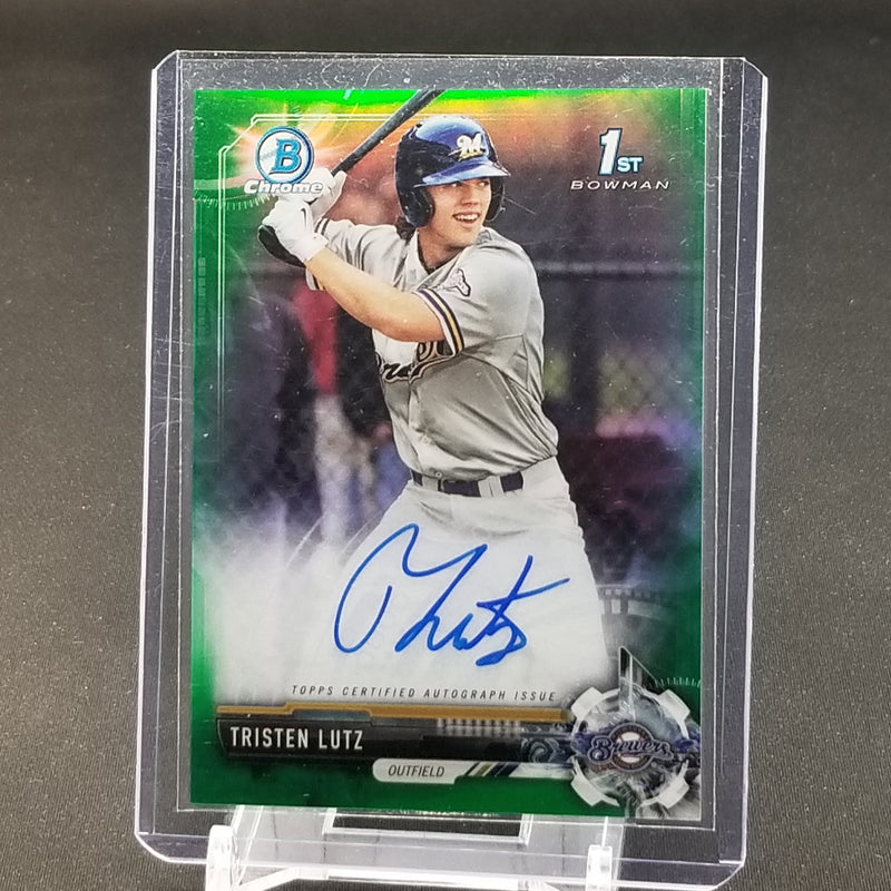 2017 TOPPS BOWMAN CHROME - 1ST BOWMAN - GREEN - T. LUTZ - #CDA-TL - #'D/99 - AUTOGRAPH