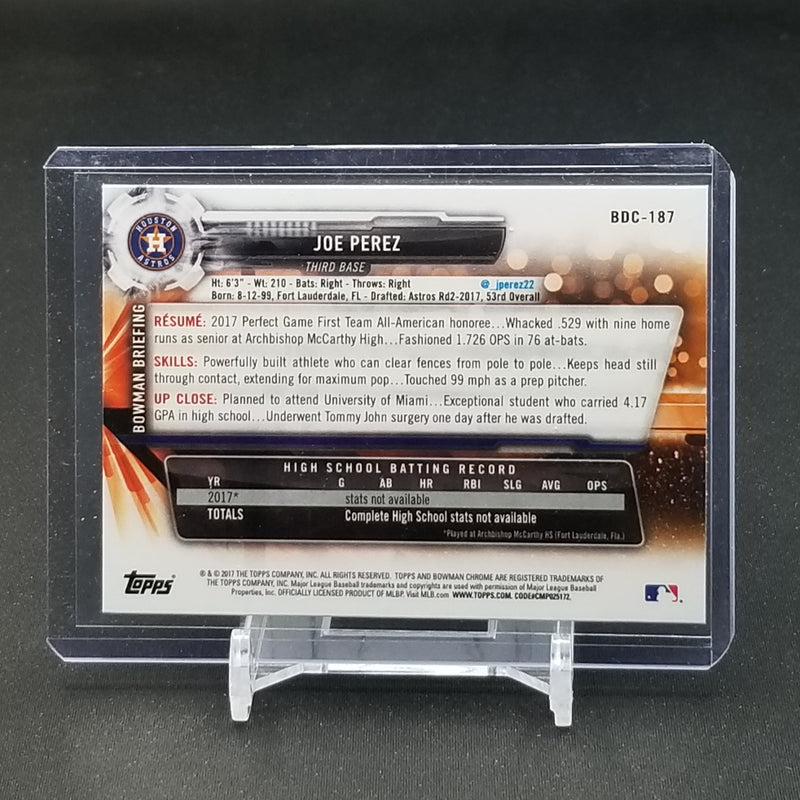 2017 TOPPS BOWMAN CHROME - 1ST BOWMAN - J. PEREZ -