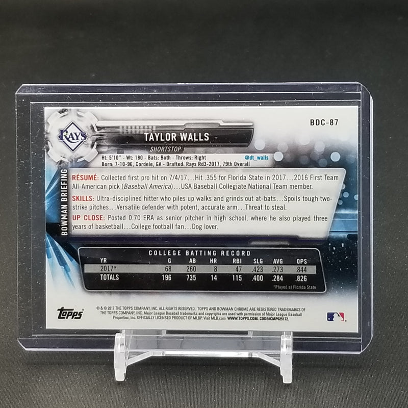 2017 TOPPS BOWMAN CHROME - 1ST BOWMAN - T. WALLS -