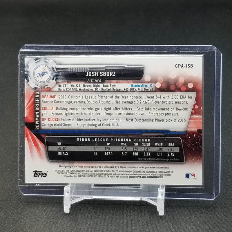 2017 TOPPS BOWMAN CHROME - J. SBORZ -