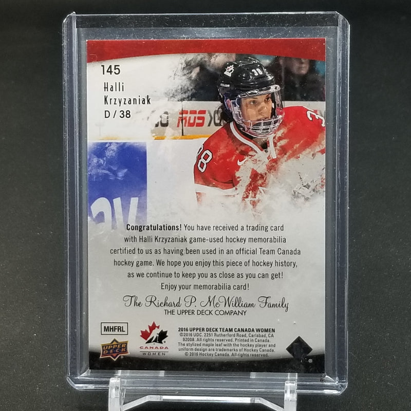 2016 UPPER DECK TEAM CANADA WOMEN - H. KRZYZANIAK - #145 - #'D/49 - RELIC - AUTOGRAPH