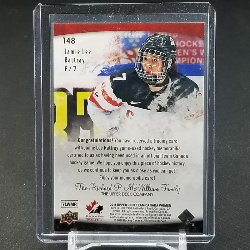 2016 UPPER DECK TEAM CANADA WOMEN - RELIC - J. LEE RATTRAY -