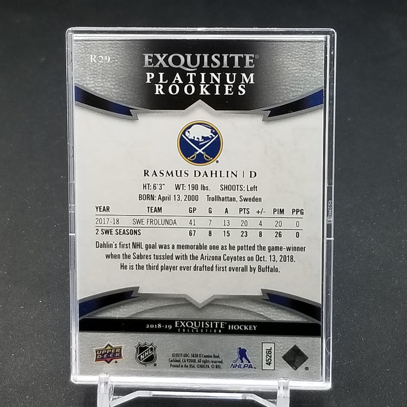 2018 UPPER DECK EXQUISITE COLLECTION - PLATINUM ROOKIES - R. DAHLIN - #R29 - #'D/199 - RC