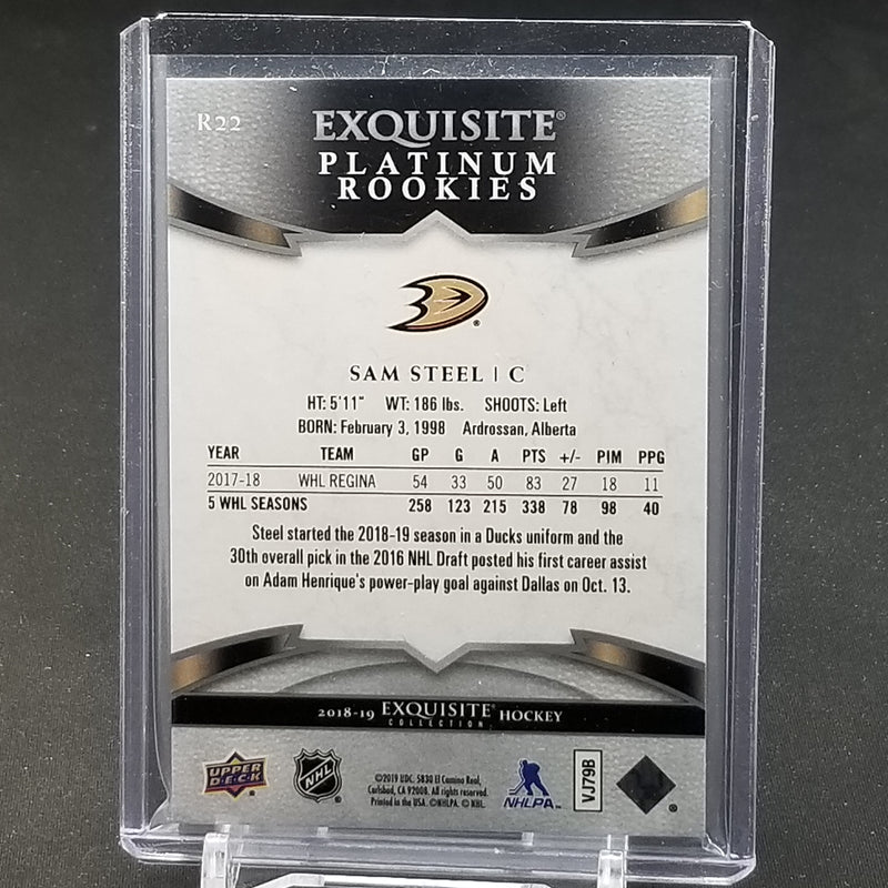 2018 UPPER DECK EXQUISITE COLLECTION - PLATINUM ROOKIES - S. STEEL - #R22 - #'D/299 - RC