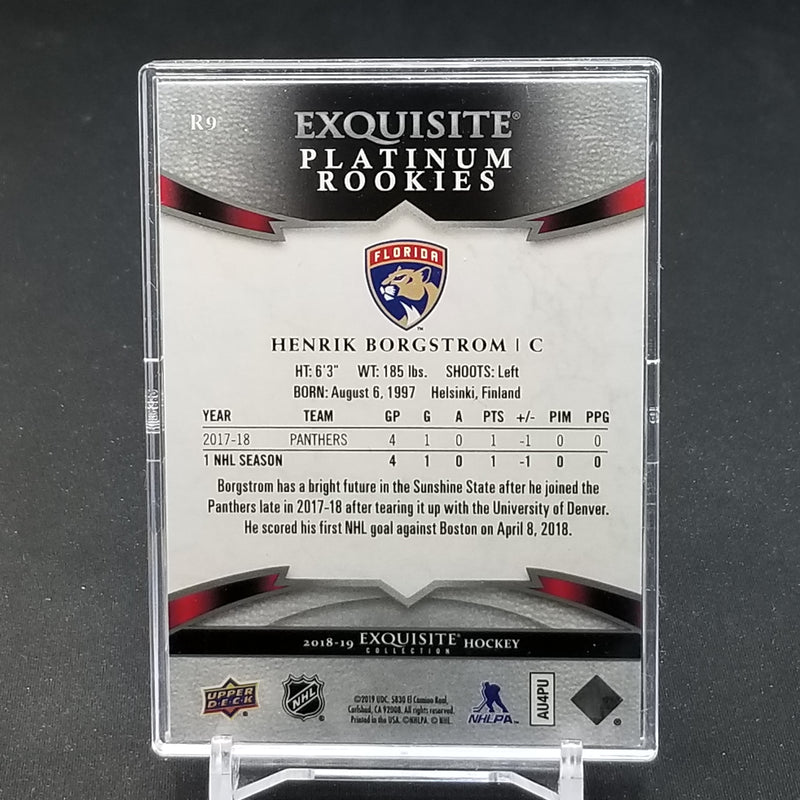 2018 UPPER DECK EXQUISITE COLLECTION - PLATINUM ROOKIES - H. BORGSTROM - #R9 - #'D/299 - RC