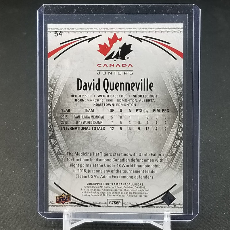 2016 UPPER DECK TEAM CANADA JUNIORS - EXCLUSIVES - D. QUENNEVILLE - #54 - #'D/175