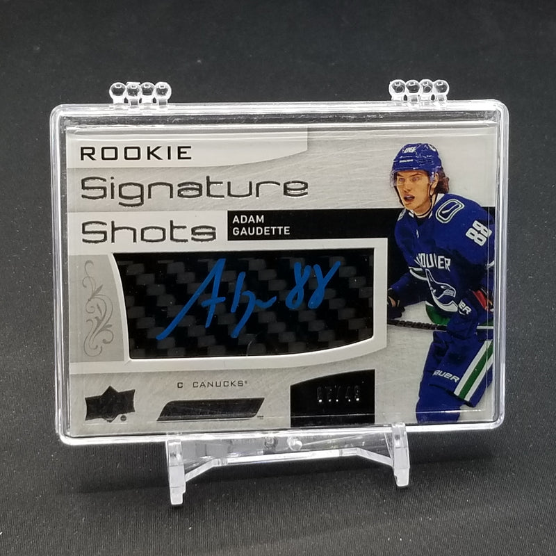 2018 UPPER DECK ENGRAINED - ROOKIE SIGNATURE SHOTS - A. GAUDETTE - #RSS-AG - #'D/49 - RELIC - AUTOGRAPH - RC
