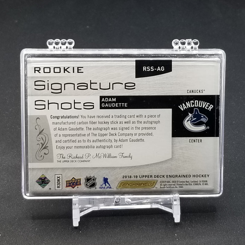 2018 UPPER DECK ENGRAINED - ROOKIE SIGNATURE SHOTS - A. GAUDETTE - #RSS-AG - #'D/49 - RELIC - AUTOGRAPH - RC