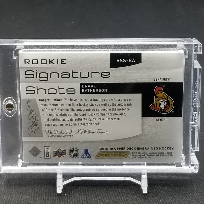 2018 UPPER DECK ENGRAINED - ROOKIE SIGNATURE SHOTS - D. BATHERSON - #RSS-BA - #'D/249 - RELIC - AUTOGRAPH - RC