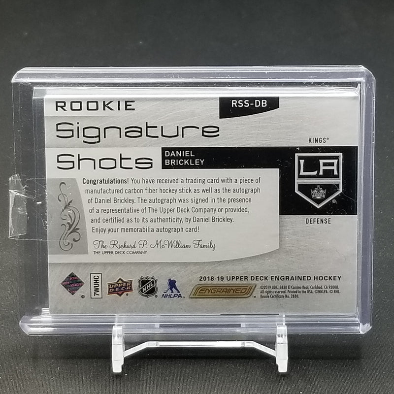 2018 UPPER DECK ENGRAINED - ROOKIE SIGNATURE SHOTS - D. BRICKLEY - #RSS-DB - #'D/249 - RELIC - AUTOGRAPH - RC