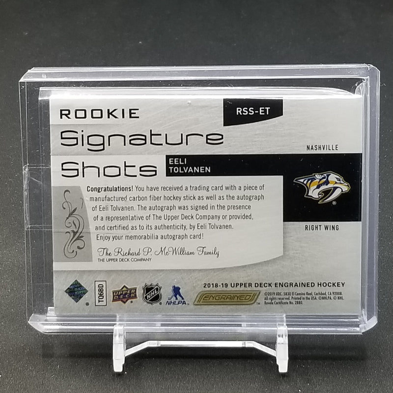2018 UPPER DECK ENGRAINED - ROOKIE SIGNATURE SHOTS - E. TOLVANEN - #RSS-ET - #'D/149 - RELIC - AUTOGRAPH - RC