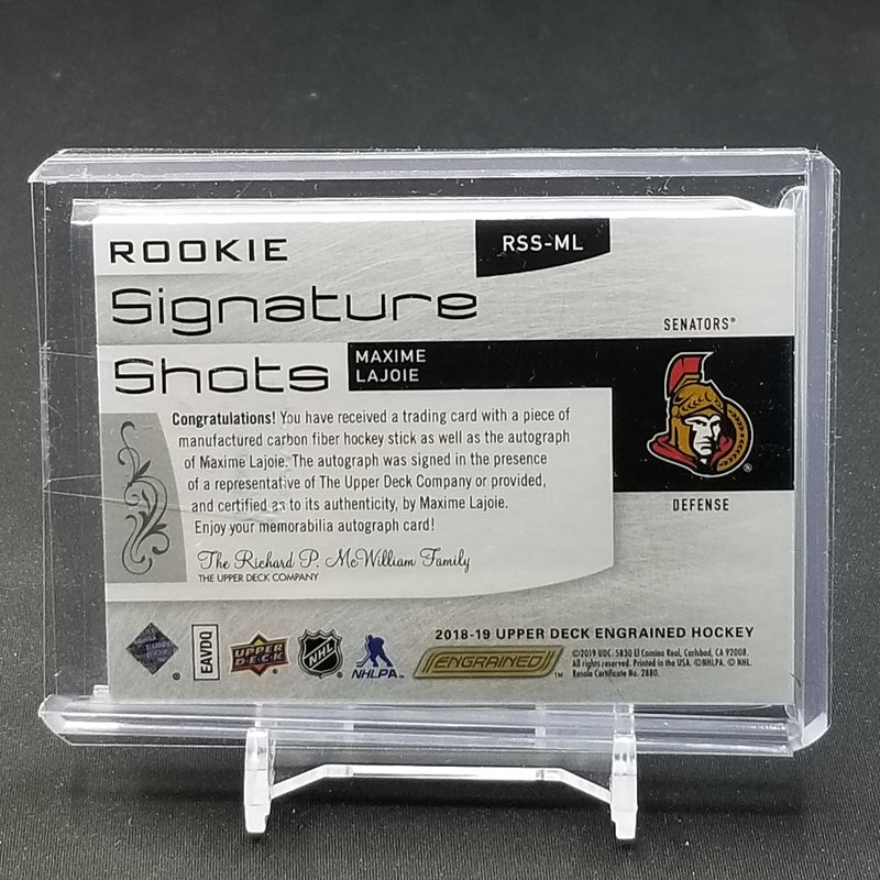 2018 UPPER DECK ENGRAINED - ROOKIE SIGNATURE SHOTS - M. LAJOIE - #RSS-ML - #'D/249 - RELIC - AUTOGRAPH - RC